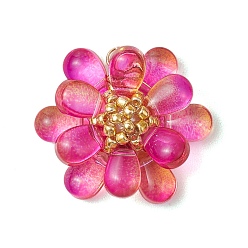 Камелия Подвески из прозрачного стекла в форме капли, цветок, с круглыми стеклянными бусинами и бисером и 304 открытыми соединительными кольцами из нержавеющей стали, камелия, 24x27x9 мм, отверстие : 2.5 мм