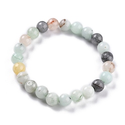 Azure Dyed Natural Jade Beads Stretch Bracelets, Round, Azure, Inner Diameter: 2-1/4 inch(5.7cm), Bead: 8~8.5mm