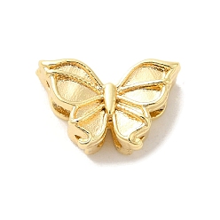 Настоящее золото 18K Латунные бусины, без кадмия, без никеля и без свинца, бабочка, реальный 18 k позолоченный, 8x12x5 мм, отверстие : 1.8 мм