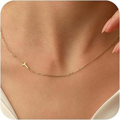 Letter T Латунные начальные звенья цепи ожерелья для женщин, Письмо T, 15.75 дюйм (40 см)