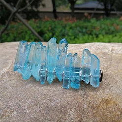 Deep Sky Blue Natural Quartz Hair Barrettes, Deep Sky Blue, 80x120x45mm