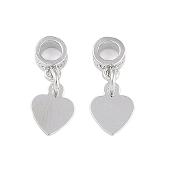 Сердце Латунные подвески, без свинца и без кадмия, платина, сердце, 15 мм, Кулон : 7.5x6 мм, отверстие : 2.5 мм