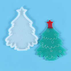 White Christmas Tree Display Silicone Molds, Resin Casting Molds, for UV Resin & Epoxy Resin Craft Making, White, 164x120x6mm, Inner Diameter: 151x110mm