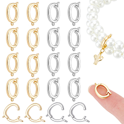 Mixed Color 20Pcs 2 Colors Brass Enhancer Shortener Pendant Bails, Hinged Bails, Cadmium Free & Nickel Free & Lead Free, with Loop, Mixed Color, 15x2.5x10mm, Hole: 1mm, 10pcs/color