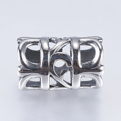 Stainless Steel Color Tarnish Resistant 304 Stainless Steel Tube Beads, Large Hole Beads, Hollow, Stainless Steel Color, 17x11mm, Hole: 8.5mm