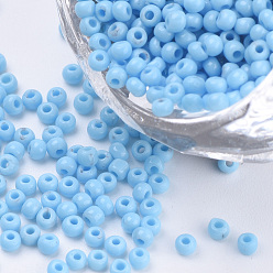 Light Sky Blue Opaque Seed Beads Cords, Round, Light Sky Blue, 2~2.3x1.5mm, Hole: 0.8mm, about 30000pcs/bag, about 450g/bag