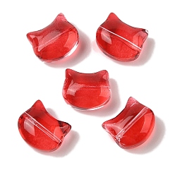 Красный Прозрачная аэрозольная краска стеклянные шарики, кошка, красные, 10x11.5x7 мм, отверстие : 1 мм