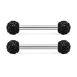 Черный 304 Кольца для сосков из нержавеющей стали, пирсинг соска штифт, круглые, чёрные, 16 мм, штифты : 1.6 мм