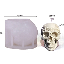 Белый Череп на тему Хэллоуина с цветочными силиконовыми формами, формы для свечей, формы для литья гипсовой смолы, белые, 6.9x9.5x7.7 см