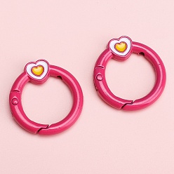 Светло-Вишневый Кольца пружинные затворные из сплава эмали, сердце, светло-вишневый, 27 мм