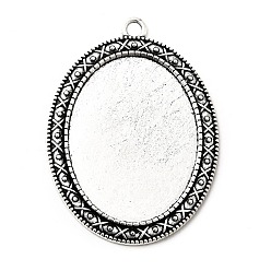Античное Серебро Тибетском стиле настройки сплав цинка кулон кабошон, без кадмия и без свинца, античное серебро, плоский овал лоток: 40x30 мм, 54.5x40x2 мм, отверстие : 3 мм