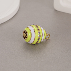Yellow Alloy Enamel Pendant, Easter Egg Charms, Yellow, 22x15.7mm
