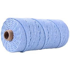 Bleu Ciel Clair Fils de ficelle de coton pour l'artisanat tricot fabrication, lumière bleu ciel, 3mm, environ 109.36 yards (100m)/rouleau