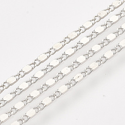 Платина Латунные соединительные цепи для маринеров, с катушкой, пайки, без кадмия, без никеля и без свинца, платина, 5.2x1.5x0.7 мм, Около 100 ярдов / рулон