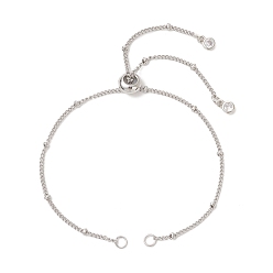 Нержавеющая Сталь Цвет 304 Изготовление браслета-слайдера сателлитной цепи из нержавеющей стали, с латунными подвесками из прозрачных плоских круглых кубических цирконий, инкрустированными прозрачными кристаллами, цвет нержавеющей стали, 10.24 дюйм (26 см)