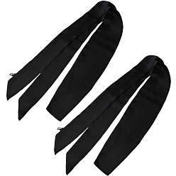 Черный Длинный полиэстеровый шелковый шарф для женщин и девочек, чёрные, 1920x49x1 мм