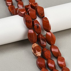 Красный Камень Натуральные красные яшмы бусы пряди, твист, 20~20.5x10~11x10~11 мм, отверстие : 1.2 мм, около 20 шт / нитка, 15.94~16.02'' (40.5~40.7 см)