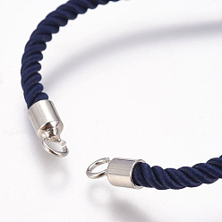 Real Platinum Plated Nylon Cord Bracelet Making, with Brass Findings, Long-Lasting Plated, Cadmium Free & Nickel Free & Lead Free, Tree of Life, Prussian Blue, Real Platinum Plated, 8-5/8 inch~9-1/2 inch(220~240mm), 3mm, Hole: 2.5mm