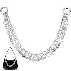 Platino 2 piezas 2 estilos cadenas de escalón de aluminio, plástico y acrílico cadenas extensoras de bolsas, Platino, cadena: 480 mm y 427 mm, 1 pc / estilo