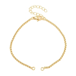Plaqué 18K Or Véritable Fabrication de bracelet en chaîne à laiton, avec fermoir pince de homard, sans cadmium et sans plomb, crémaillère plaquage, réel 18 k plaqué or, 6.93 pouce (17.6 cm), Trou: 2.2mm