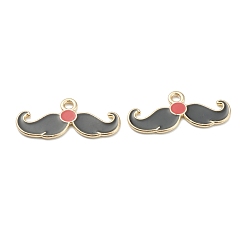 Black Alloy Enamel Pendants, for Christmas, Light Gold Plated, Mustache, Black, 25x11x1mm, Hole: 1mm