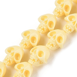 Champagne Gold Нити резных бусин из синтетического коралла, окрашенные, череп, шампанское золото, 14x11.5x10 мм, отверстие : 0.9 мм, около 26 шт / нитка, 13.39'' (34 см)