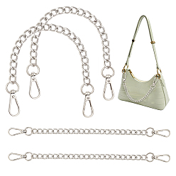 Platinum 4Pcs Chunky Curb Chains for Pants, Wallet Keychain for Men Women, Iron & Brass Chain Belts with Alloy Clasps, Platinum, 11 inch(27.8cm)