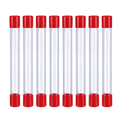 Красный Прозрачные пластиковые трубки для хранения бусин из ПВХ, с крышкой, красные, 21x2.3 см, Внутренний диаметр: 2 cm