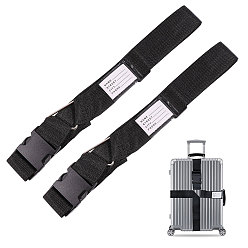 Negro Correas de equipaje de poliéster, con hebillas de plástico, negro, 2220~4050 mm