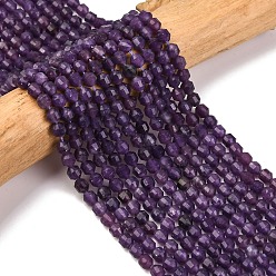 Лепидолит Натуральный лепидолит / пурпурный слюдяный камень бисер пряди, энергетическая призматическая огранка с двойными концами бусины, граненые двухконусные, 4x4.5 мм, отверстие : 0.4 мм, около 83 шт / нитка, 14.96'' (38 см)