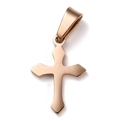 Розовое Золото 304 подвески из нержавеющей стали, для изготовления ювелирных изделий, крестик, розовое золото , 19.5x13.5x1.5 мм, отверстие : 3.5x7 мм
