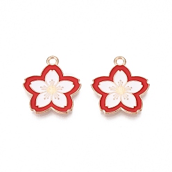 Красный Подвески из эмалевого сплава с покрытием из легкого золота, без кадмия и без свинца, , красные, 19.5x18x1.5 мм, отверстие : 1.8 мм