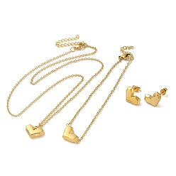 Золотой Сердце 304 комплекты ожерелий, браслетов и серег с подвесками из нержавеющей стали для женщин, золотые, 7.83 дюйм (199 мм)