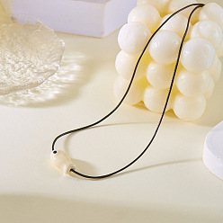 Светло-желтый Рыба фарфоровый кулон ожерелья из черного воскового шнура, светло-желтый, 15.75~23.62 дюйм (40~60 см)