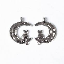 Античное Серебро Сплавочные подвески тибетского стиля, без кадмия и без свинца, луна, античное серебро, 22x18x2 мм, отверстие : 2 мм