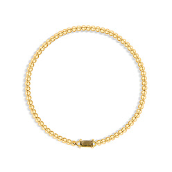 Цвет Оливы Браслеты из нержавеющей стали с инкрустацией кубическим цирконием и камнями по знаку зодиака., круглые браслеты из бисера для женщин, прямоугольные, реальный 304 k позолоченный, оливковый, 18 дюйм (6.69 см)