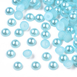 Бледно-бирюзовый 10000 кабошоны из пластика имитация жемчуга шт, полукруглый, бледные бирюзовая, 4x2 мм