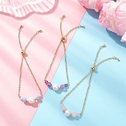 Смешанные камни Природных драгоценных камней бусы браслеты ссылку, латунные браслеты-цепочки со слайдерами для женщин, круглые, 9.69 дюйм (24.6 см)