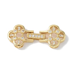 Настоящее золото 18K Реечное покрытие латунь микро паве прозрачный кубический цирконий складные застежки, без кадмия и без свинца, долговечный, реальный 18 k позолоченный, 31 мм, застежка : 20.5x13x5 mm