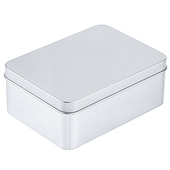 Платина Жестяные ящики для хранения с крышками, металлические подарочные упаковочные футляры, прямоугольные, платина, 12.8x9.5x4.85 см