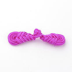 Magenta Handgemachte chinesische Frösche Knoten Tasten Sets, Polyester-Taste, Mispel, Magenta, 60~65x14~15x5~6 mm