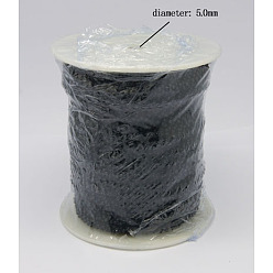 Black Seed Beads Cord, Glass, Black, Size: about 5mm thick, about 21.87 yards(20m)/roll