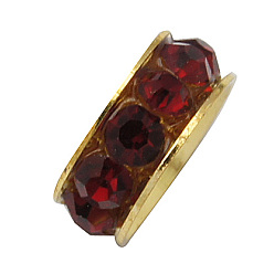 Светло-Вишневый Класс ходит бисером горный хрусталь латунь, супруг баскетбола шариков прокладки для изготовления ювелирных изделий, рондель, золотые, светло-вишневый, 10x4 мм, отверстие : 5 мм