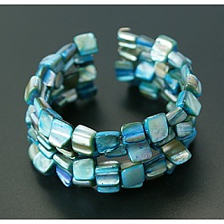 чирок Обертки браслеты, с стеклянные бусы, стальной браслет провод памяти и распорными брусьями, зелено-синие, 55 мм