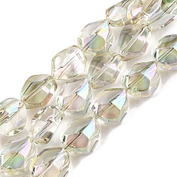 Бледно-Золотистый Стеклянные бусины с гальваническим покрытием , самородки, бледно золотарник, 12x9.5~10x7 мм, отверстие : 1 мм, около 55 шт / нитка, 25.98'' (66 см)