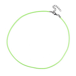 Lawn Green Waxed Cotton Cord Necklace Making, with Alloy Lobster Claw Clasps and Iron End Chains, Platinum, Lawn Green, 17.12 inch(43.5cm), 1.5mm