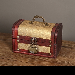 Dark Red Wood Jewelry Box, with Front Clasp, for Arts Hobbies and Home Storage, Rectangle, Dark Red, 11.5x18x11.5cm