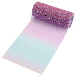 Pink 10 ярдов радужного цвета полиэстеровый тюль рулоны ткани, Катушка блестящей сетчатой ленты для свадьбы и декора, розовые, 5-7/8 дюйм (150 мм)