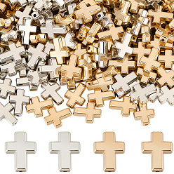 (52) Непрозрачная лаванда 300 шт 2 цвета пластиковые бусины ccb, крестик, платиной и золотом, 16x12.5x5 мм, отверстие : 1.5 мм, 150 шт / цвет