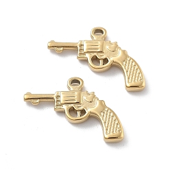 Настоящее золото 18K 304 подвески из нержавеющей стали, очарование пистолета, ионное покрытие (ip), реальный 18 k позолоченный, 17x22.5x2.5 мм, отверстие : 1.2x2 мм